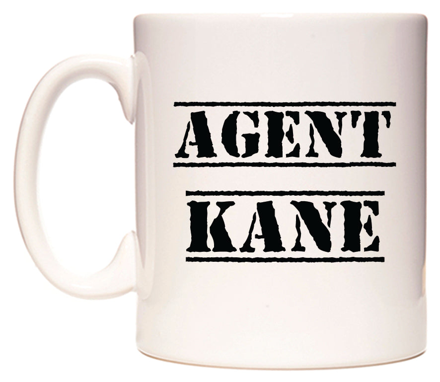 This mug features Agent Kane