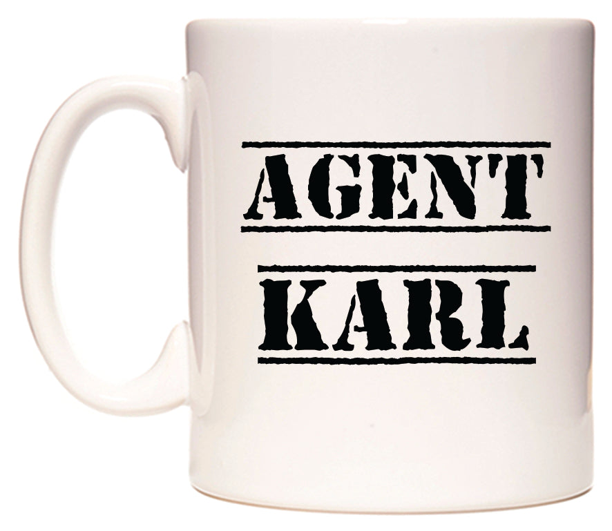 This mug features Agent Karl