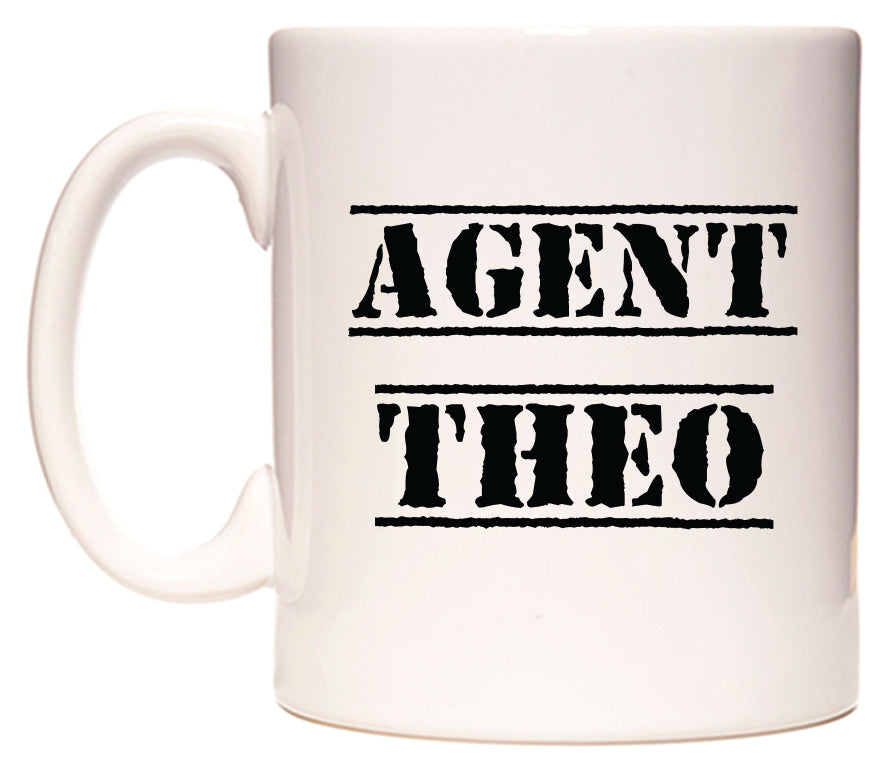 This mug features Agent Theo
