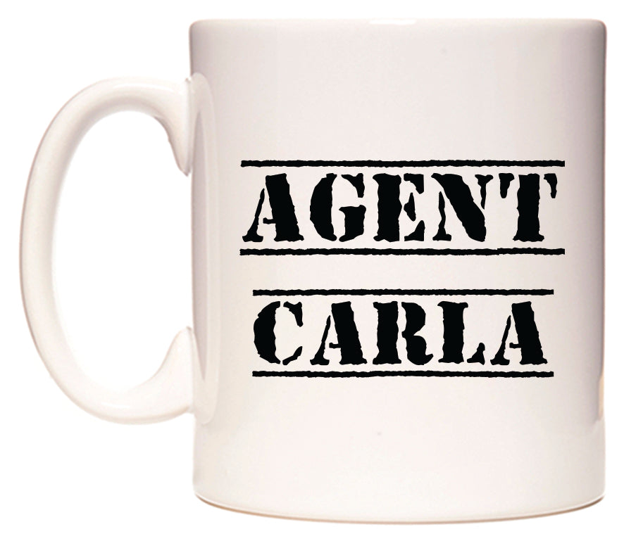 This mug features Agent Carla
