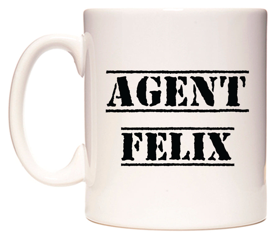 This mug features Agent Felix