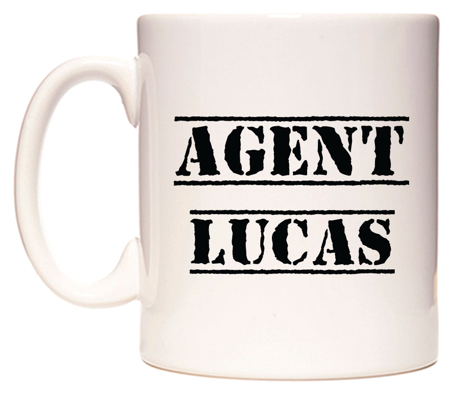 This mug features Agent Lucas