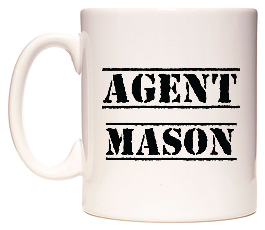 This mug features Agent Mason