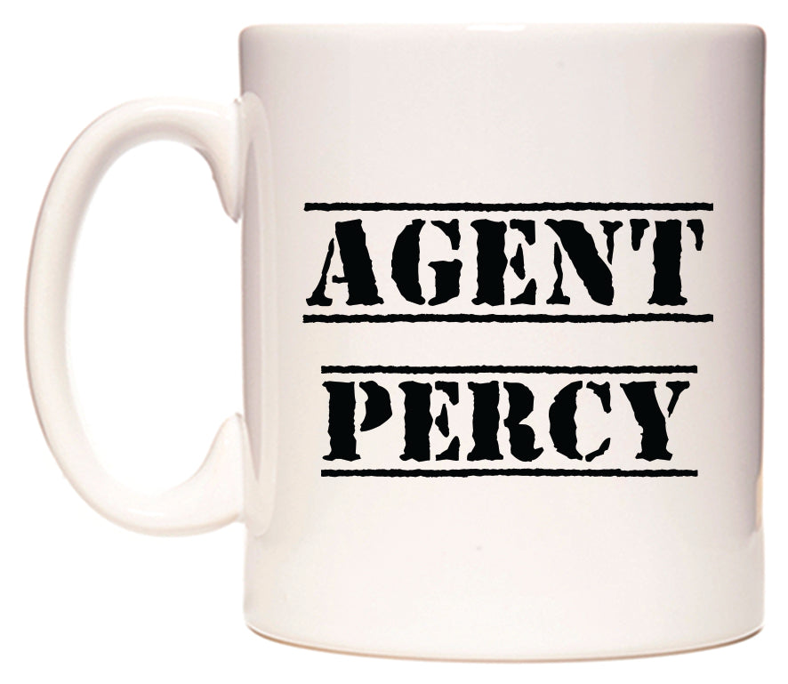 This mug features Agent Percy