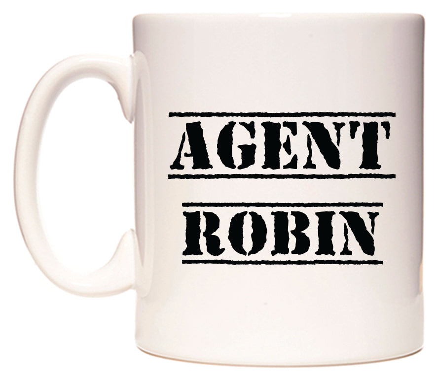 This mug features Agent Robin