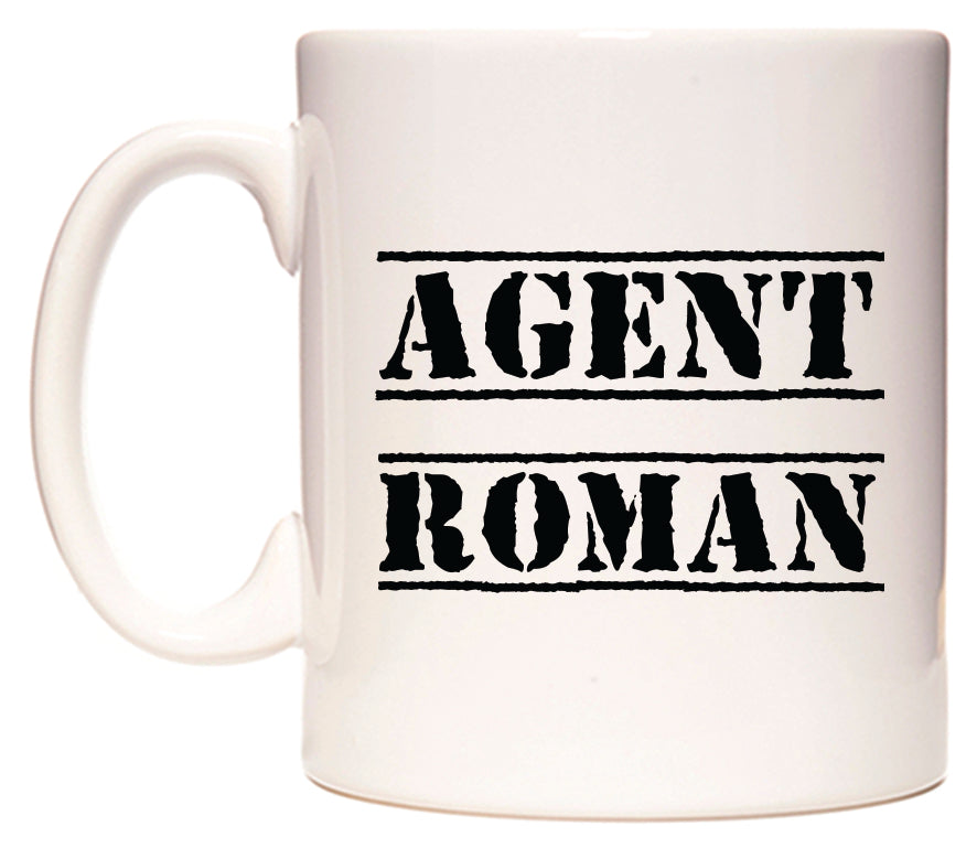 This mug features Agent Roman