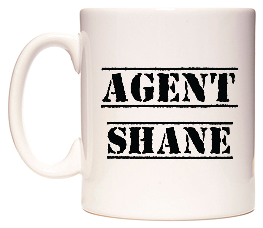 This mug features Agent Shane