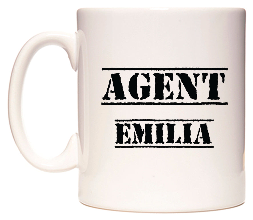 This mug features Agent Emilia