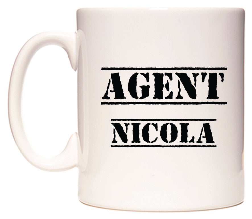 This mug features Agent Nicola