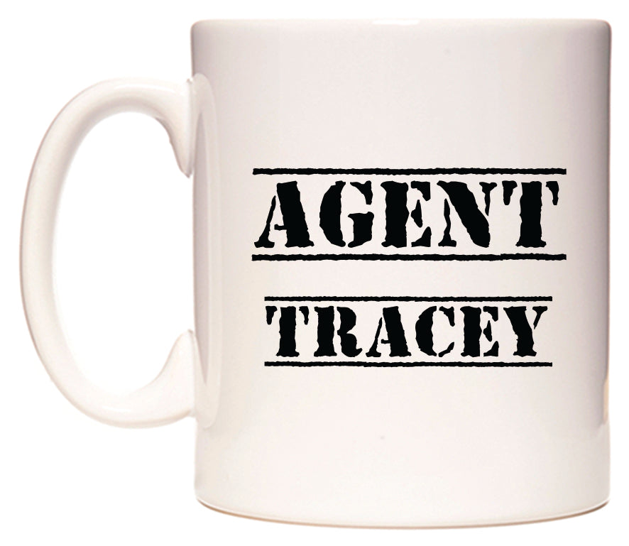 This mug features Agent Tracey