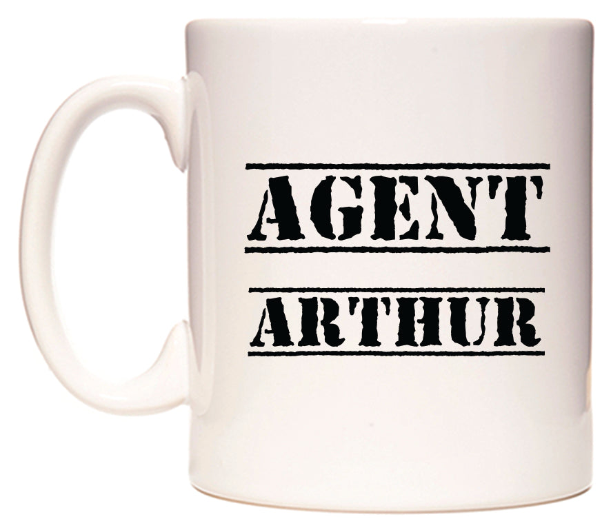 This mug features Agent Arthur