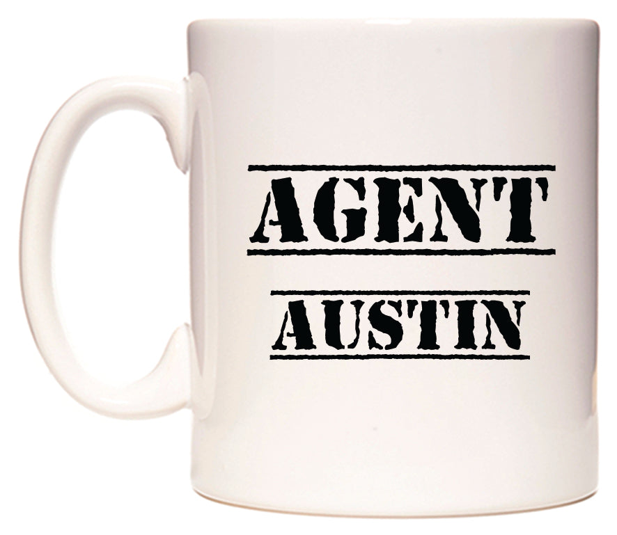 This mug features Agent Austin