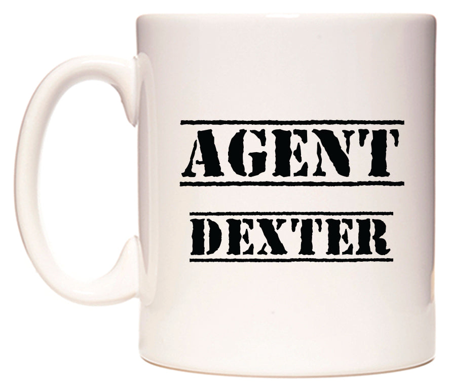 This mug features Agent Dexter