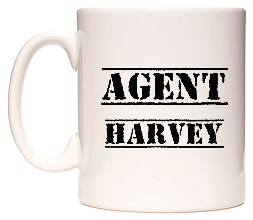This mug features Agent Harvey