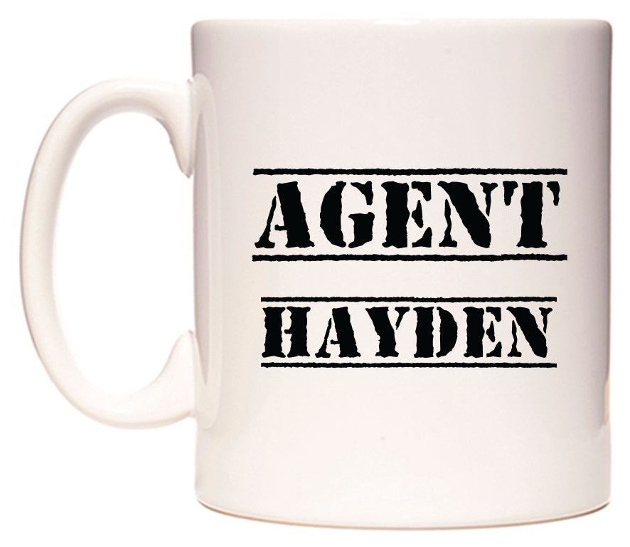 This mug features Agent Hayden