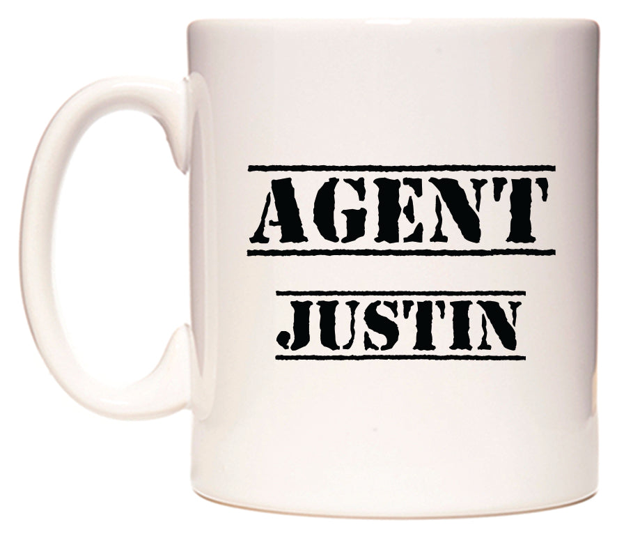 This mug features Agent Justin