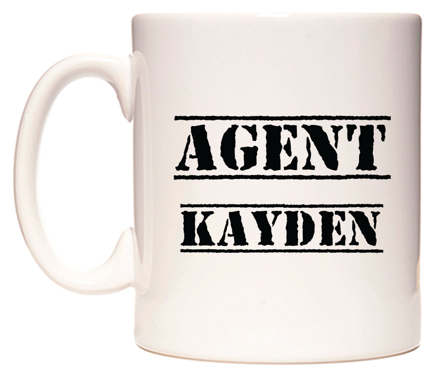 This mug features Agent Kayden