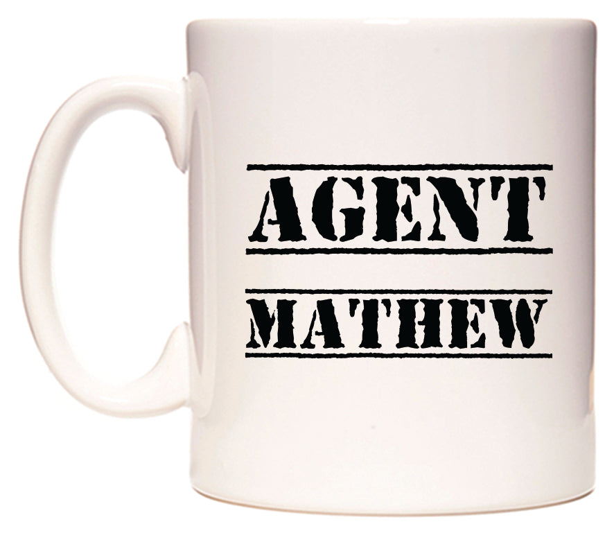 This mug features Agent Mathew