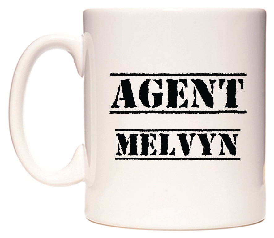 This mug features Agent Melvyn