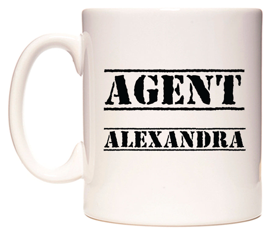 This mug features Agent Alexandra