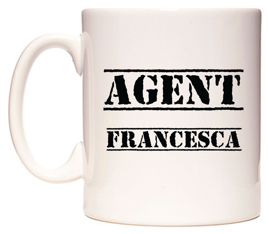 This mug features Agent Francesca