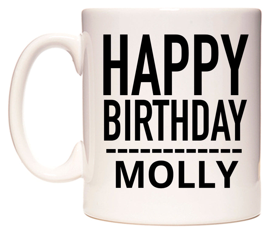 This mug features Happy Birthday Molly (Plain Black)