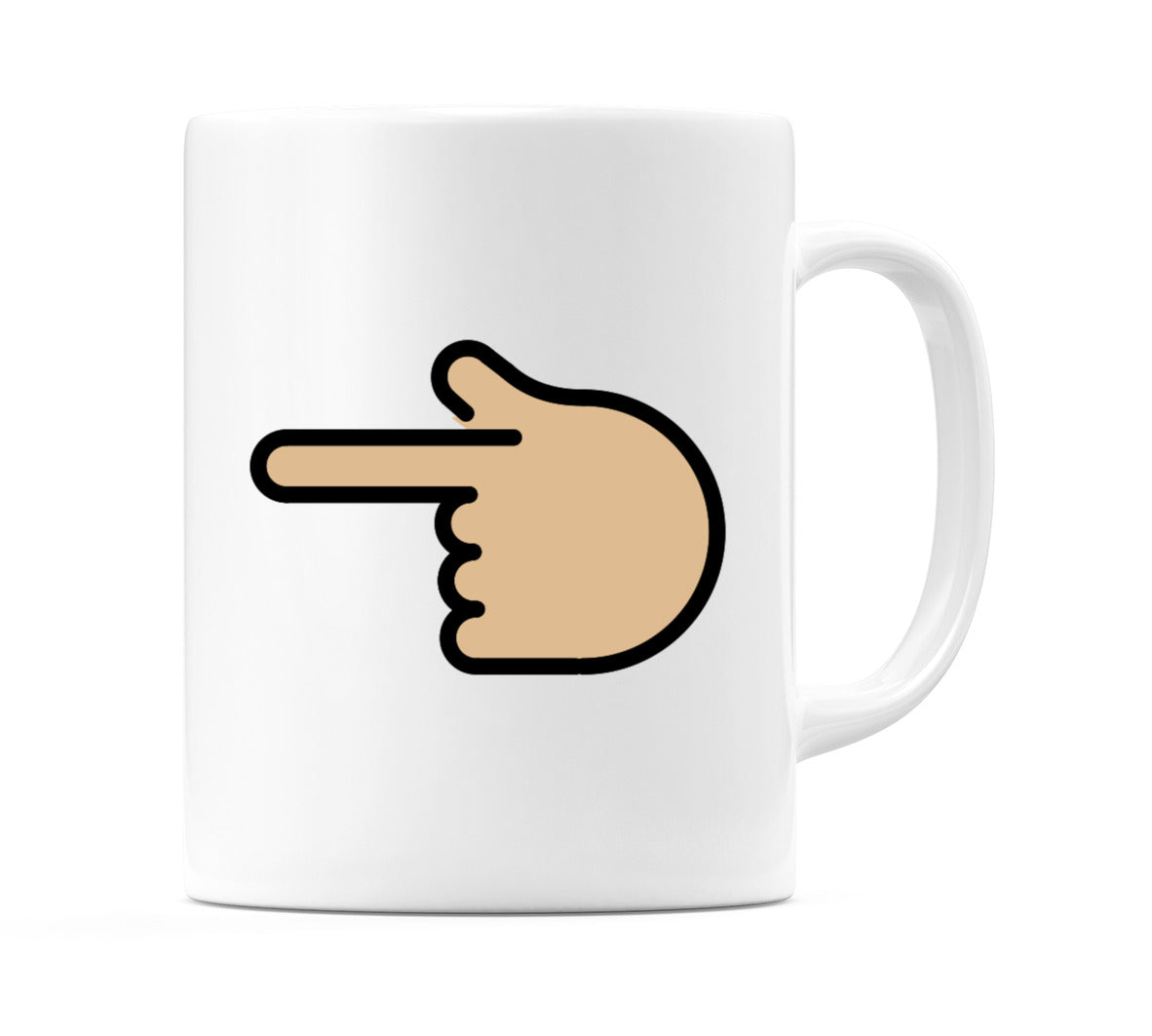 Backhand Index Pointing Left: Medium-Light Skin Tone Emoji Mug