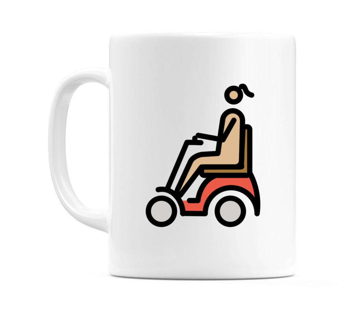 Female In Motorized Wheelchair: Medium-Light Skin Tone Emoji Mug