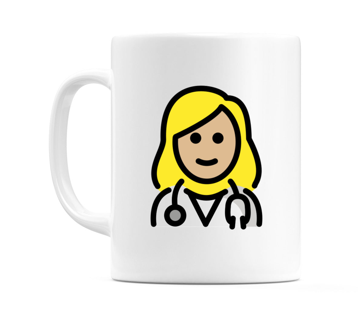 Female Health Worker: Medium-Light Skin Tone Emoji Mug