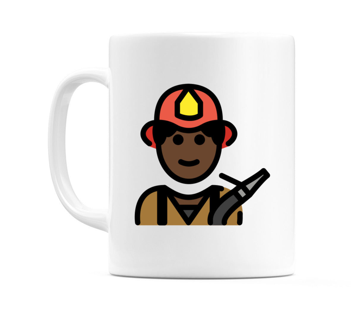 Male Firefighter: Dark Skin Tone Emoji Mug