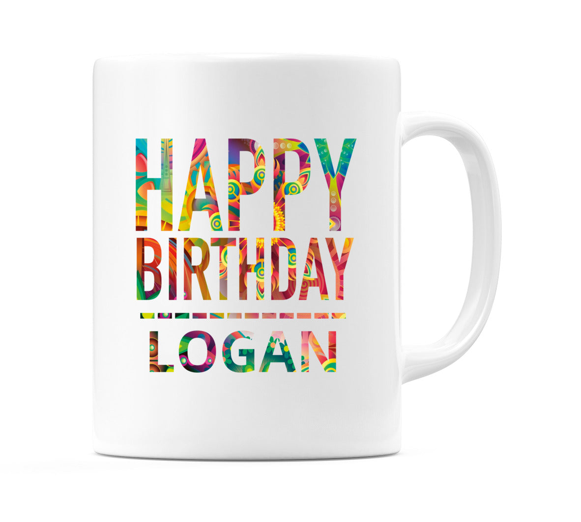 Happy Birthday Logan (Tie Dye Effect) Mug Cup by WeDoMugs