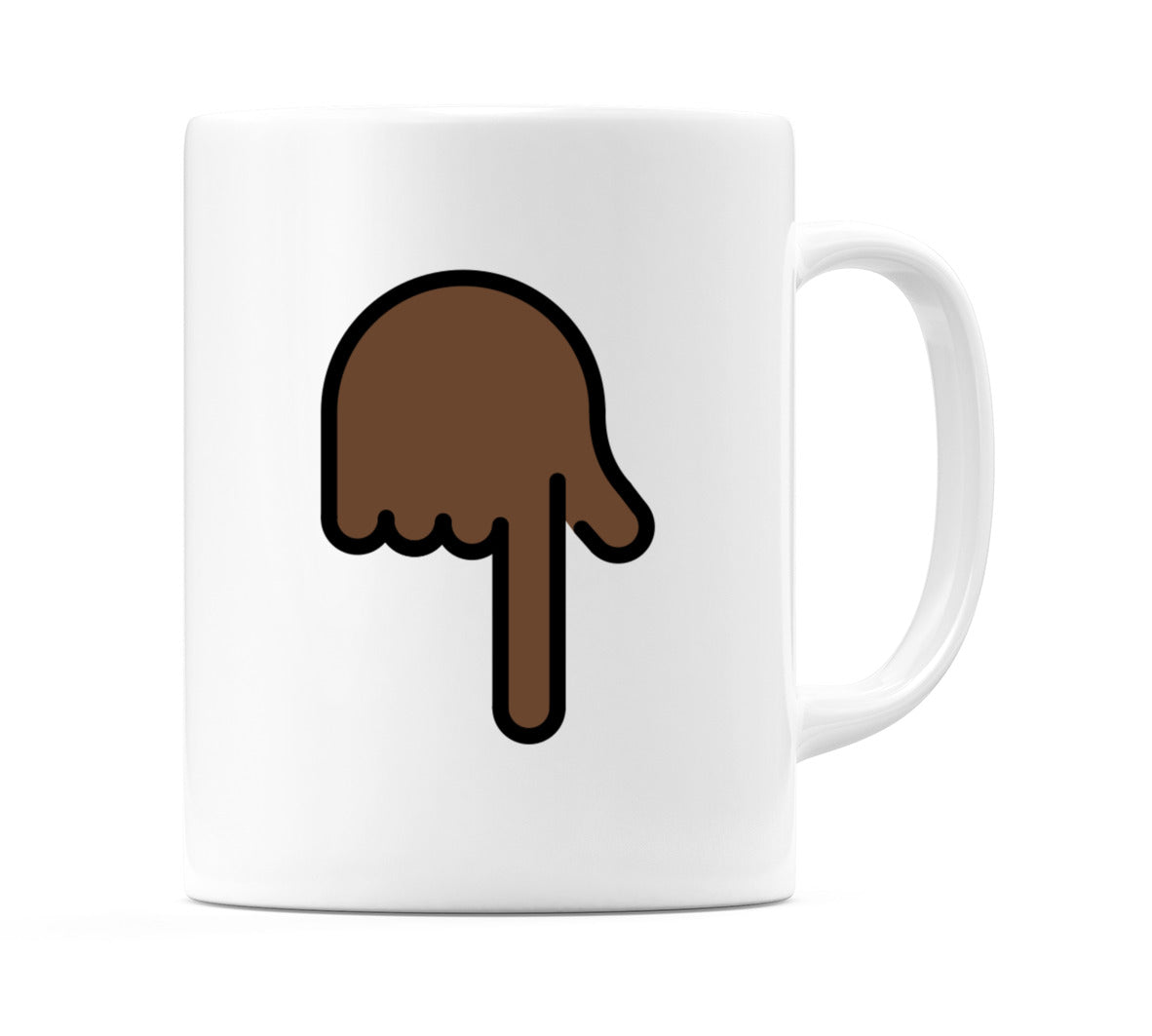 Backhand Index Pointing Down: Dark Skin Tone Emoji Mug