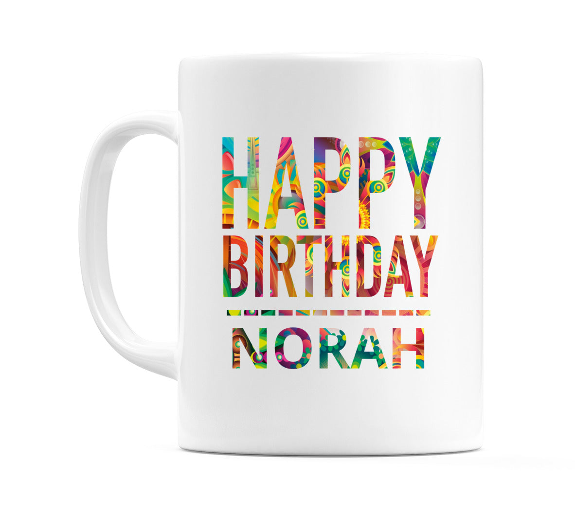 Happy Birthday Norah (Tie Dye Effect) Mug Cup by WeDoMugs
