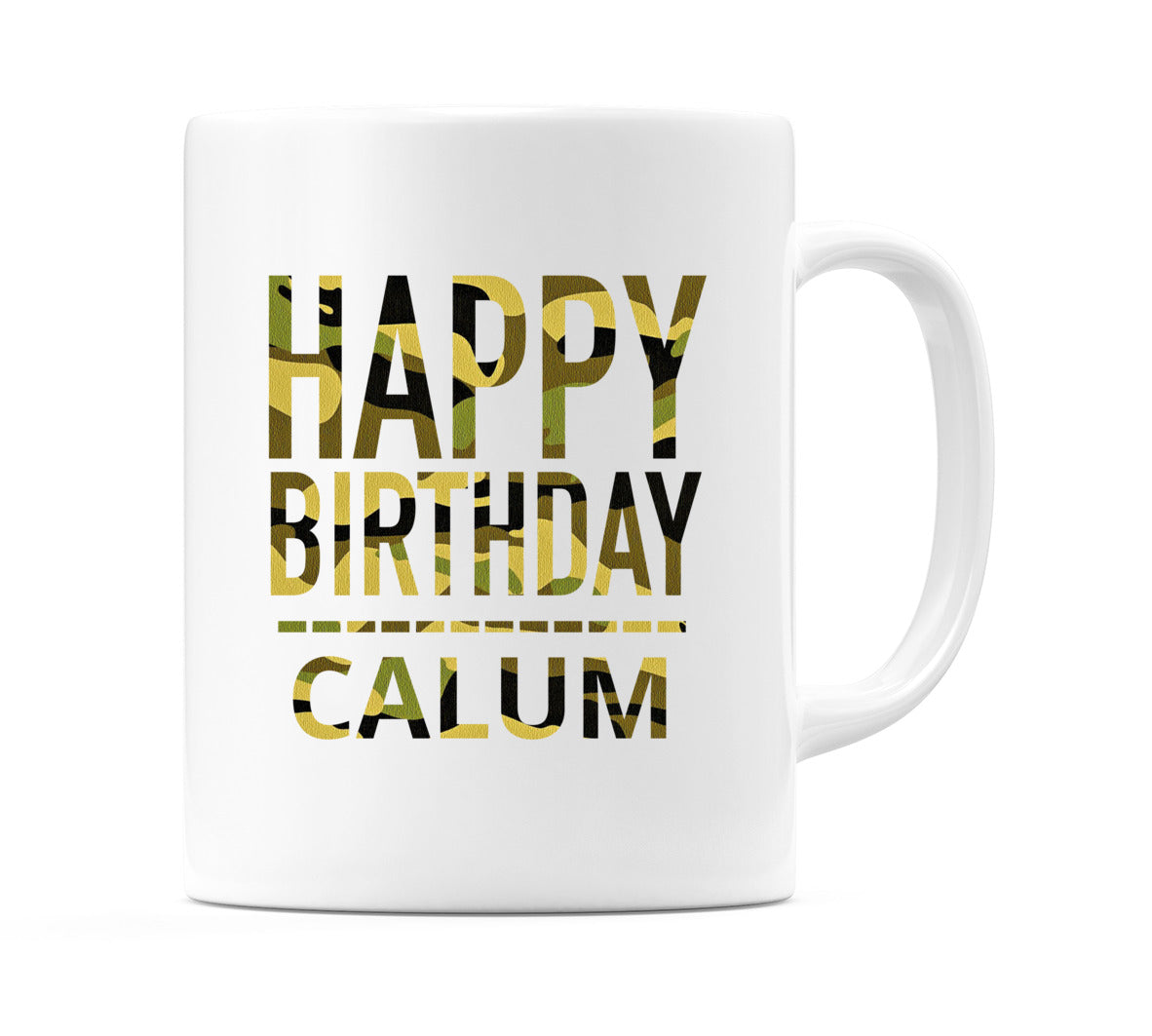 Happy Birthday Calum (Camo) Mug Cup by WeDoMugs