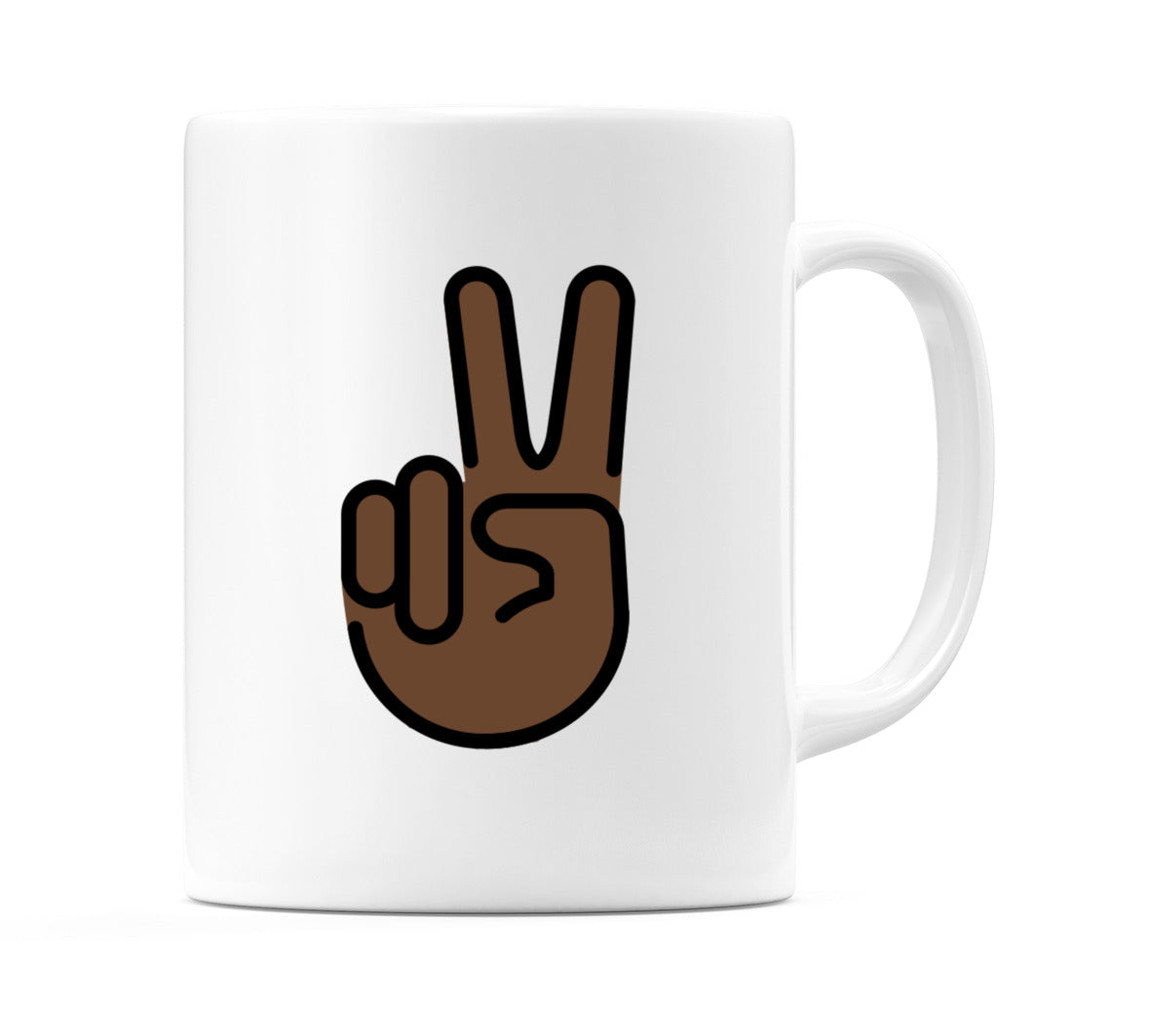 Victory Hand: Dark Skin Tone Emoji Mug