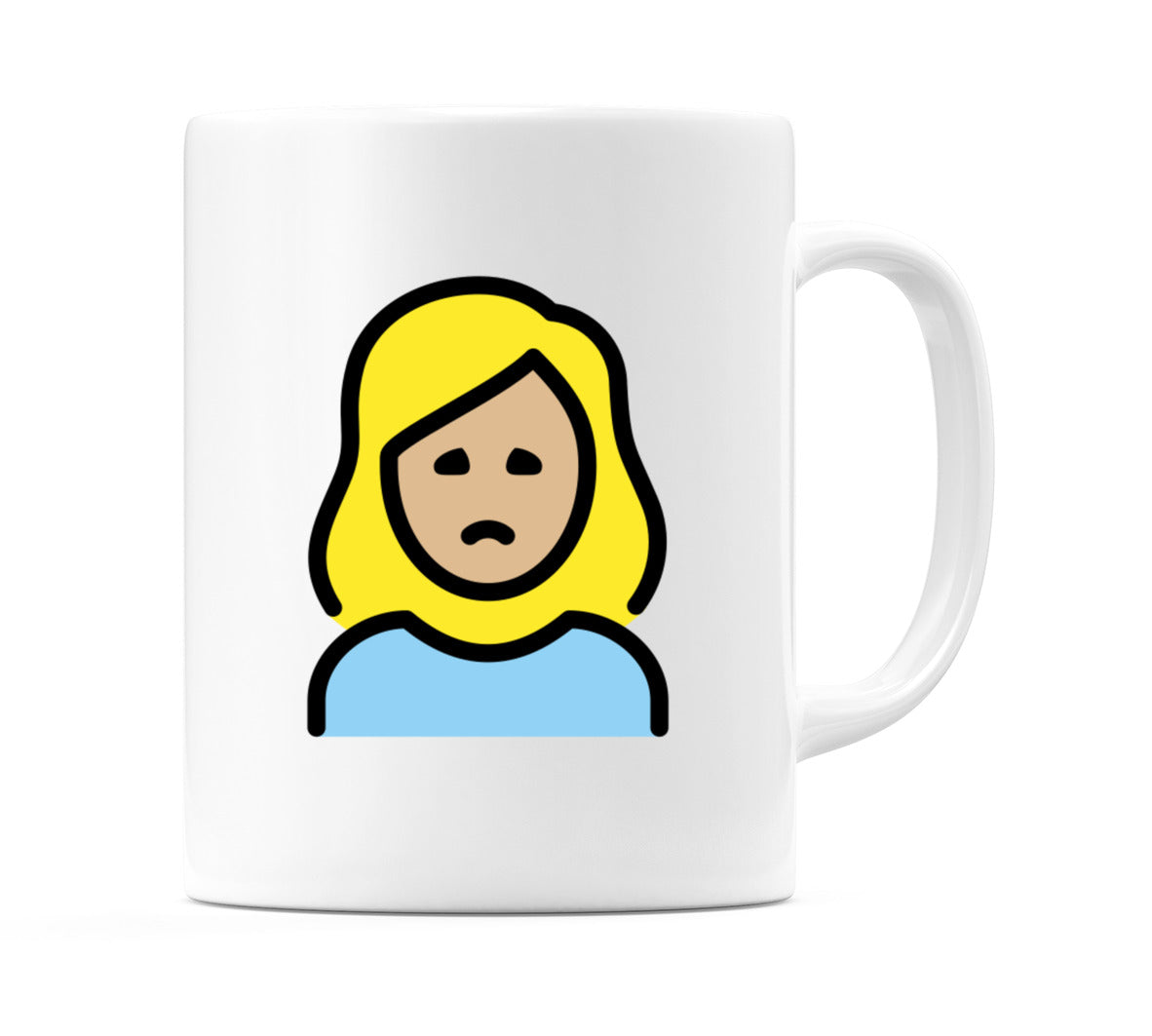 Female Frowning: Medium-Light Skin Tone Emoji Mug