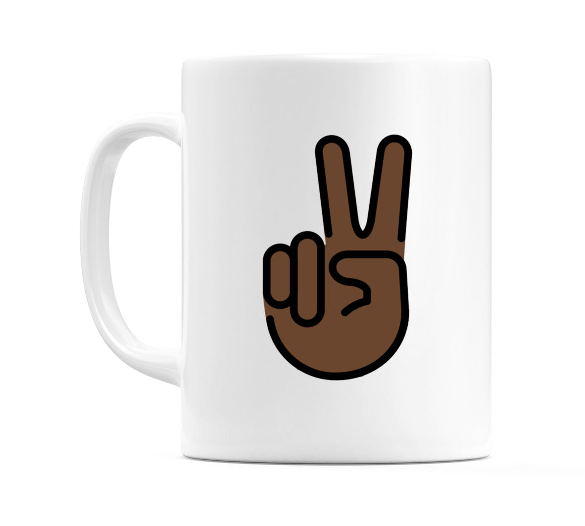 Victory Hand: Dark Skin Tone Emoji Mug