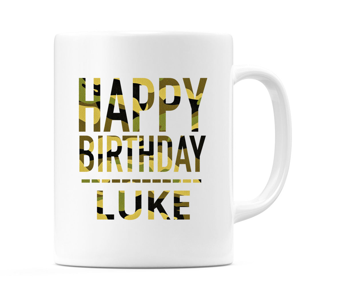 Happy Birthday Luke (Camo) Mug Cup by WeDoMugs