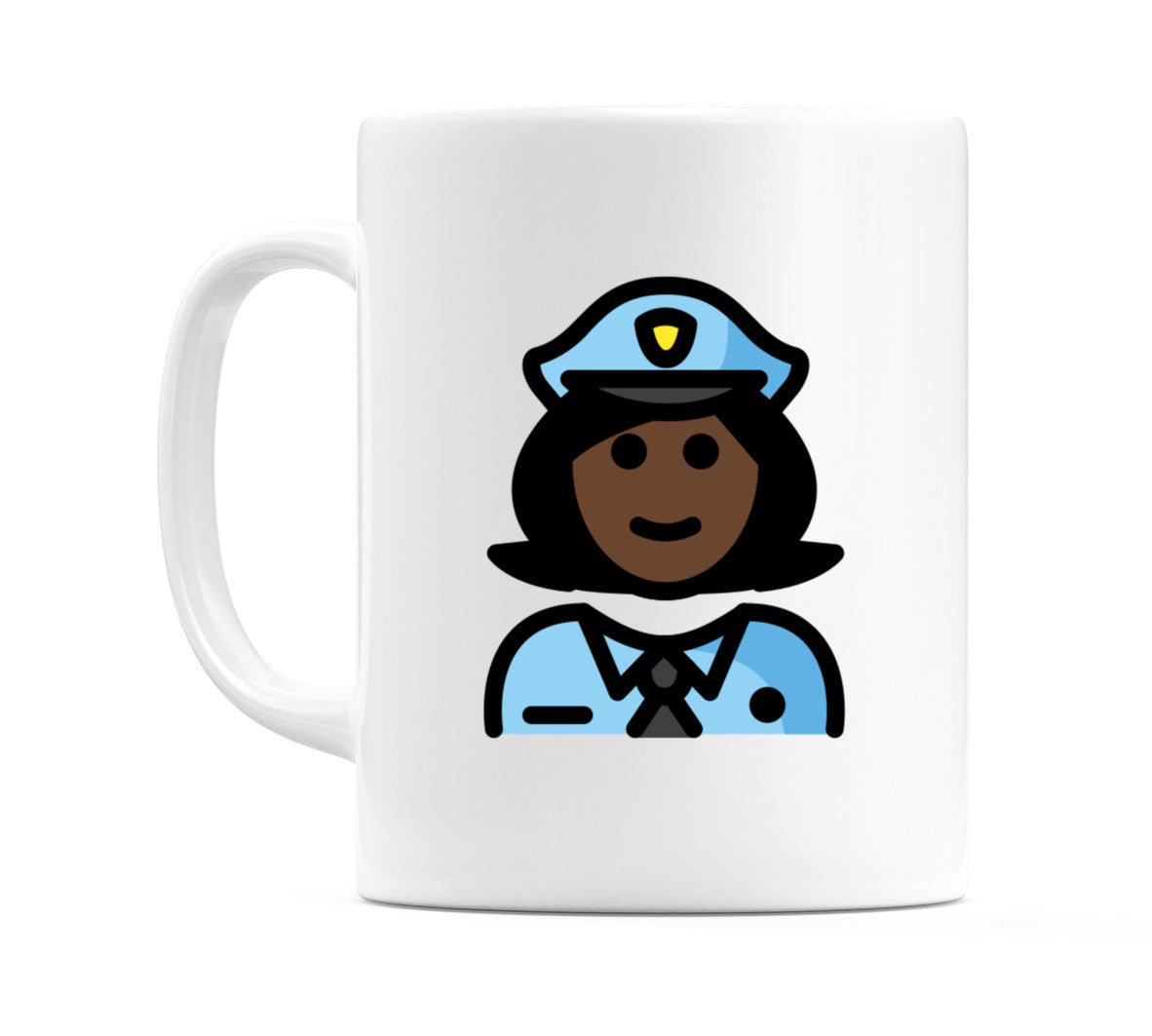 Female Police Officer: Dark Skin Tone Emoji Mug
