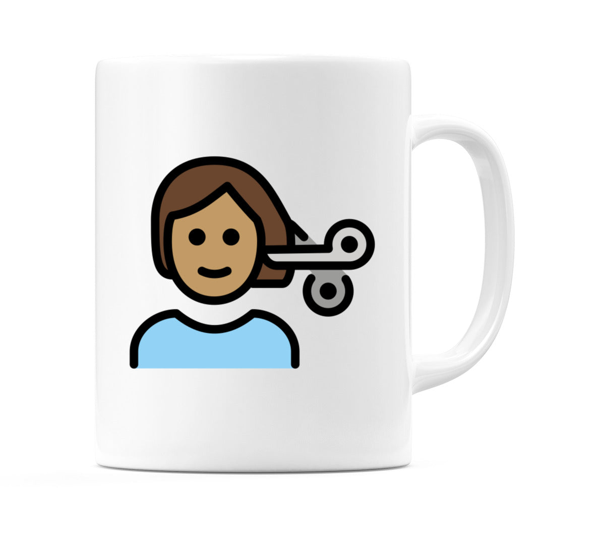 Person Getting Haircut: Medium Skin Tone Emoji Mug