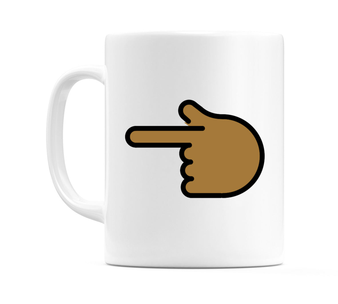 Backhand Index Pointing Left: Medium-Dark Skin Tone Emoji Mug