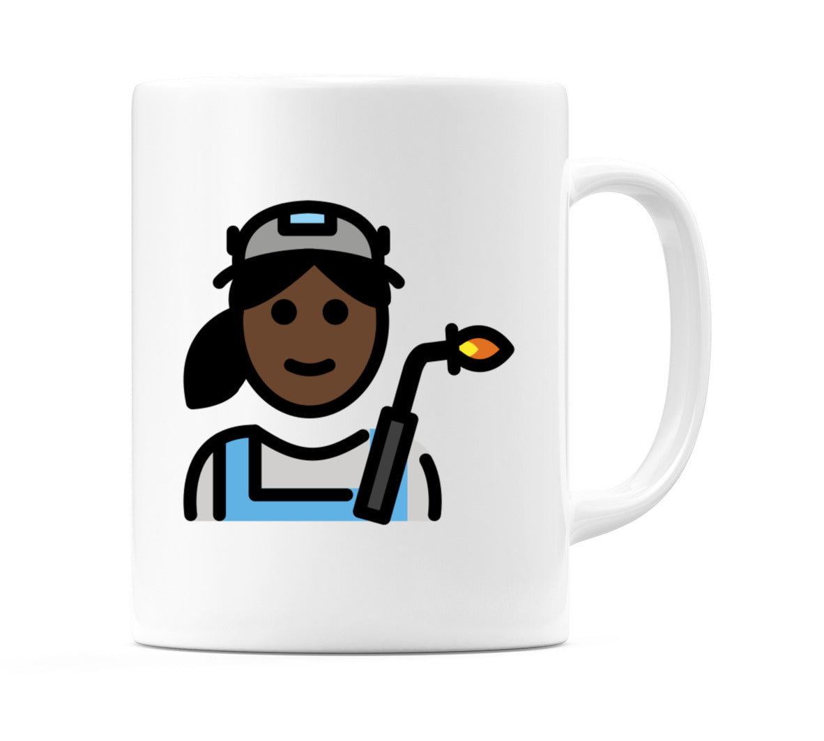 Female Factory Worker: Dark Skin Tone Emoji Mug