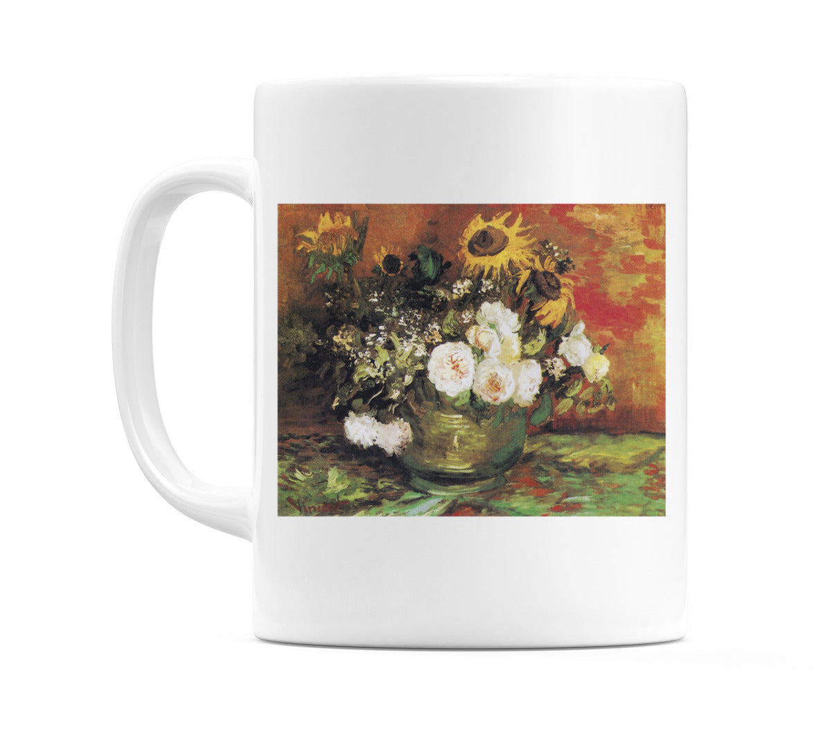 Bowl With Sunflowers Roses And Other Flowers (1886) Mug