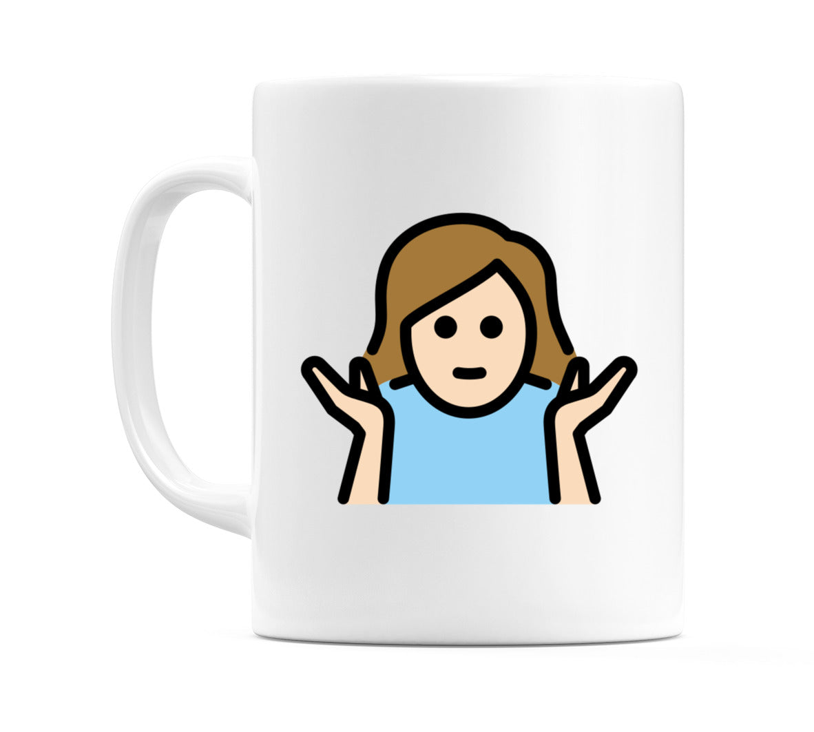 Female Shrugging: Light Skin Tone Emoji Mug