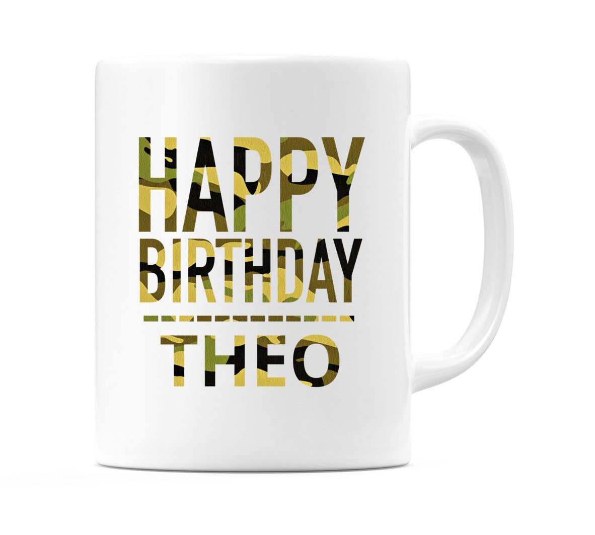 Happy Birthday Theo (Camo) Mug Cup by WeDoMugs