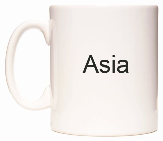 This mug features Asia