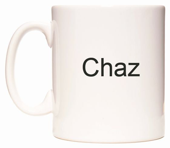 This mug features Chaz