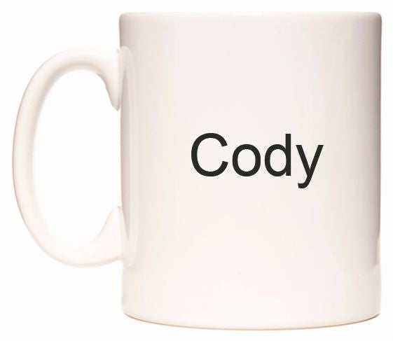 This mug features Cody
