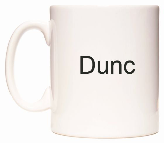 This mug features Dunc