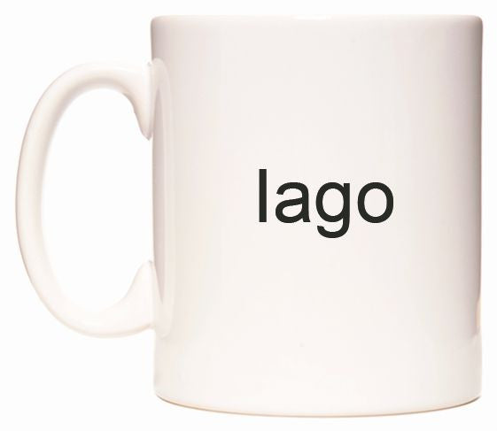 This mug features Iago